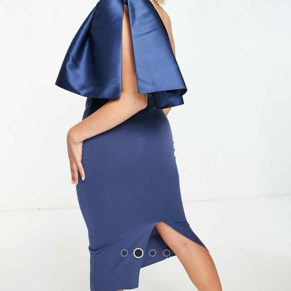 ASOS Navy Midi Dress with Bow Detail